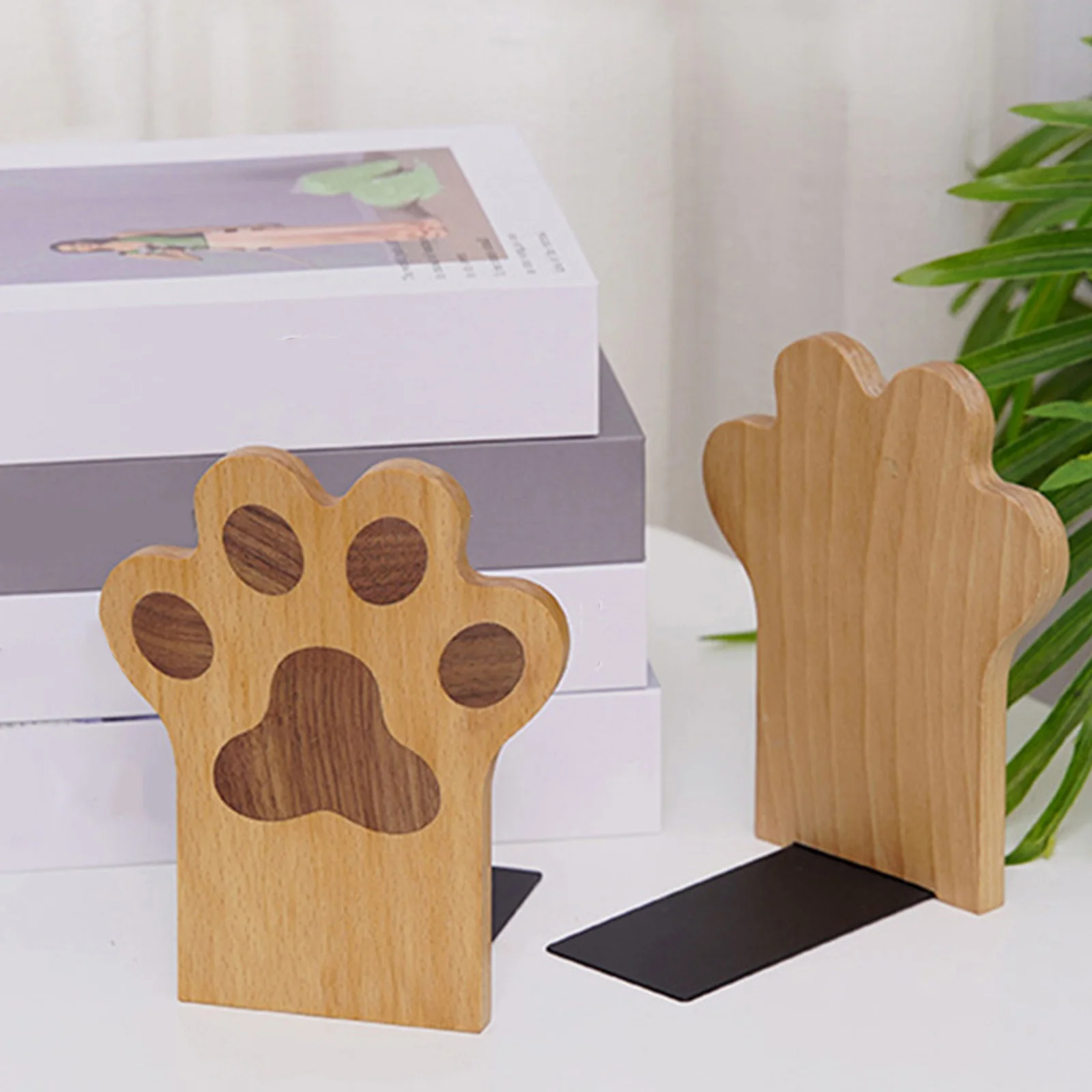 2pcs Wooden Bookend For Desk Book Stand Holder Magazine Baffle Desktop Organizer File Support Office Supply Bookshelf Divider
