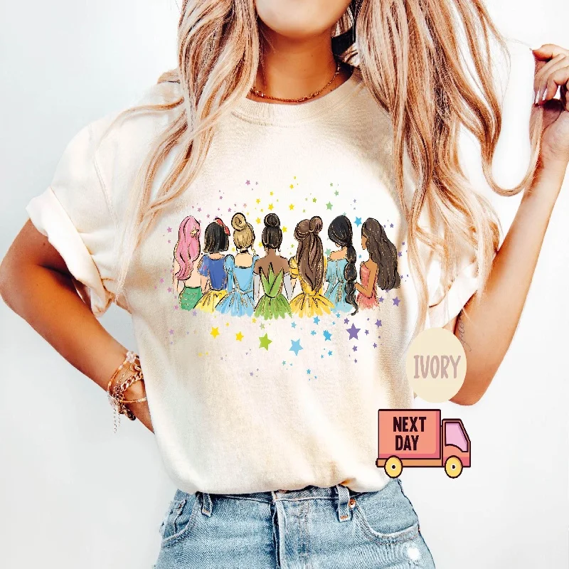 2025-26 여름 티셔츠 가족용 100% 면 프린트 티셔츠 루즈핏 통기성 캐주얼 반팔 티셔츠 공주 티셔츠