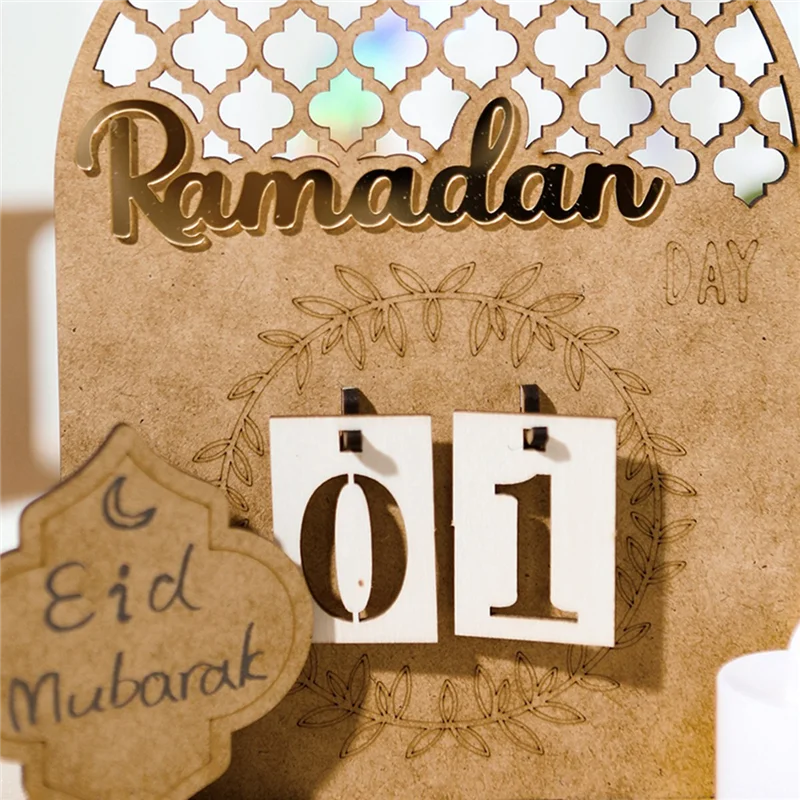 AED6-Ramadan Countdown Calendar Eid Mubarak Ornament 2023 Ramadan Decoration For Home Islam Muslim Party Decor Ramadan B