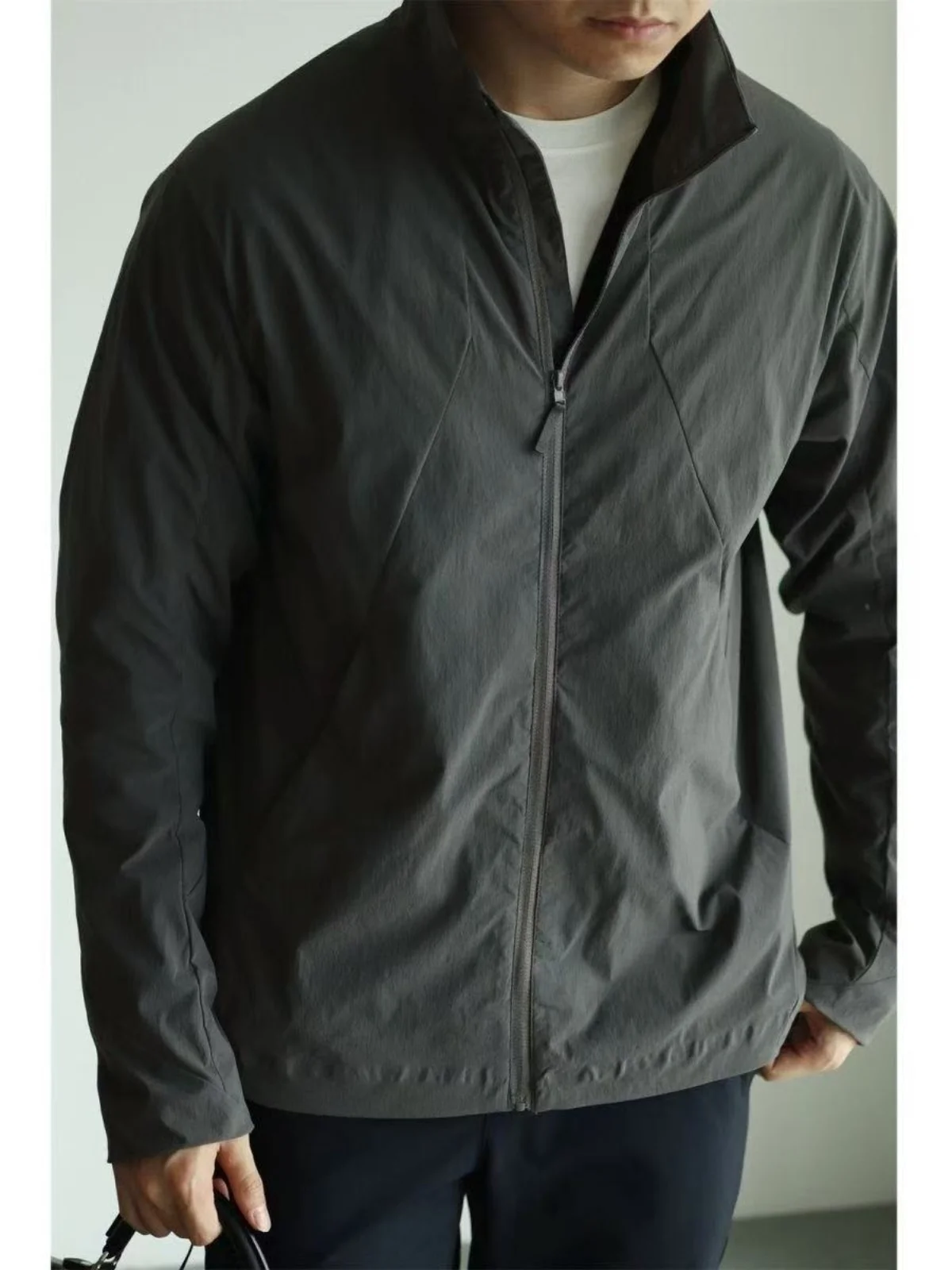 

Мужская повседневная куртка-пальто в клетку с воротником-стойкой, весна-осень, новая, для повседневной носки, модная, в корейском стиле, удлиненная