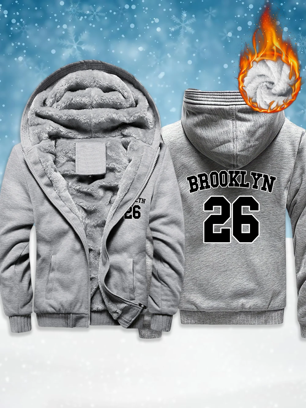 

Brooklyn 26 Letter Printing Mens Zipper Coats Winter Fleece Warm Thicken Jackets Windproof Thermal Outerwear Casual Men'S Tops
