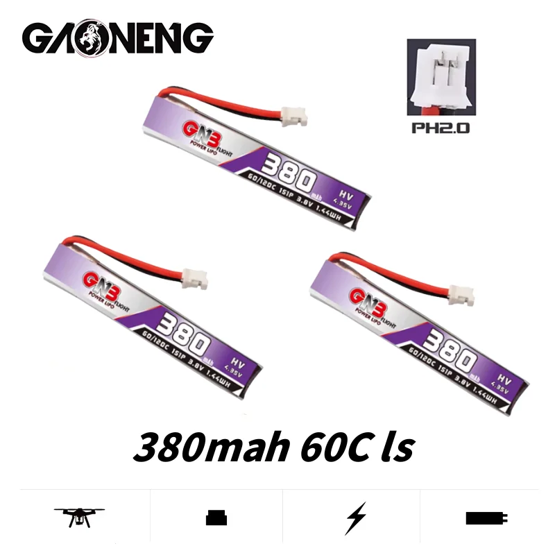 1-10Pcs GNB 1S 380mAh 3.8V Max 120C HV Lipo Battery PH2.0 for US65 UK65 Inductrix Beta65S URUAV UR65 Mobula 7 Tiny Whoop Drone