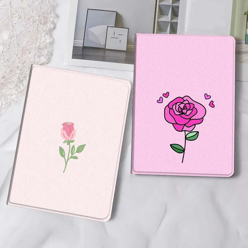 

Cartoon Pink Rose Bud Tablet Case For Samsung Tab Galaxy S6 S11 A A7 A8 A9 A11 10.1 10.4 10.5 Plus Lite Gift