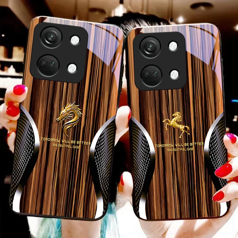 

Wood Grain Snake For OnePlus Nord 3 5 6T 7 Pro 8 12 10T Reno8 Lite 5G 10R Nord N30 Shell Tempered Glass Phone Case Black