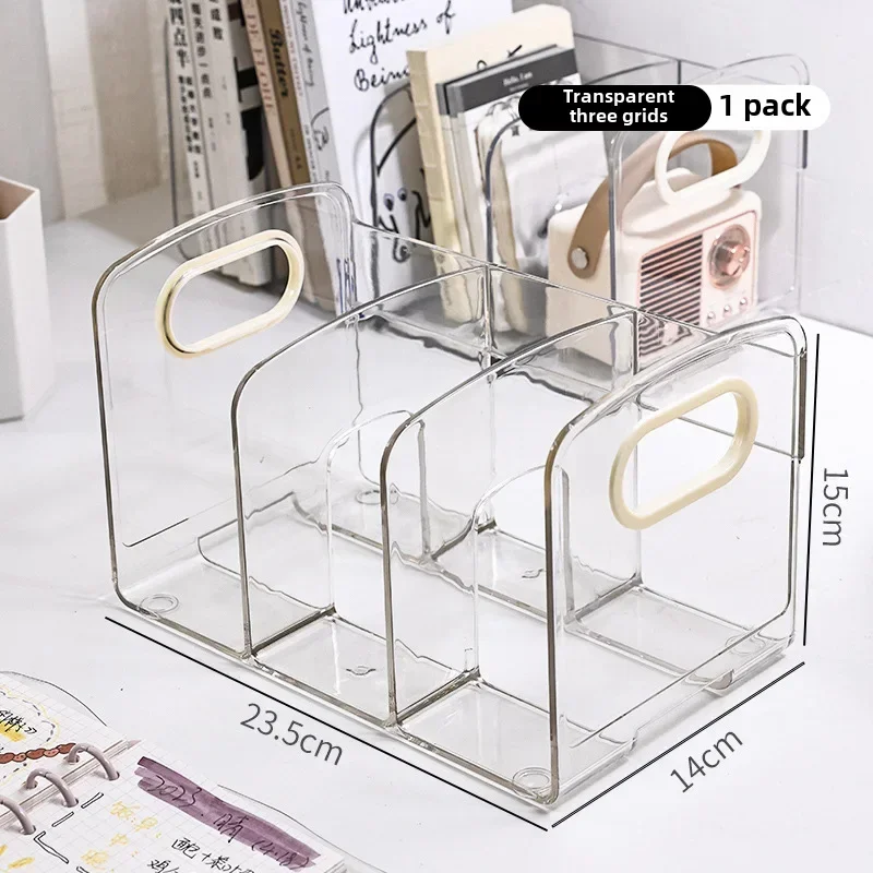 Transparent Acrylic Book Rack Reading Stand Desk Partition Display Shelf Student Organizer Storage Container Literature Ends