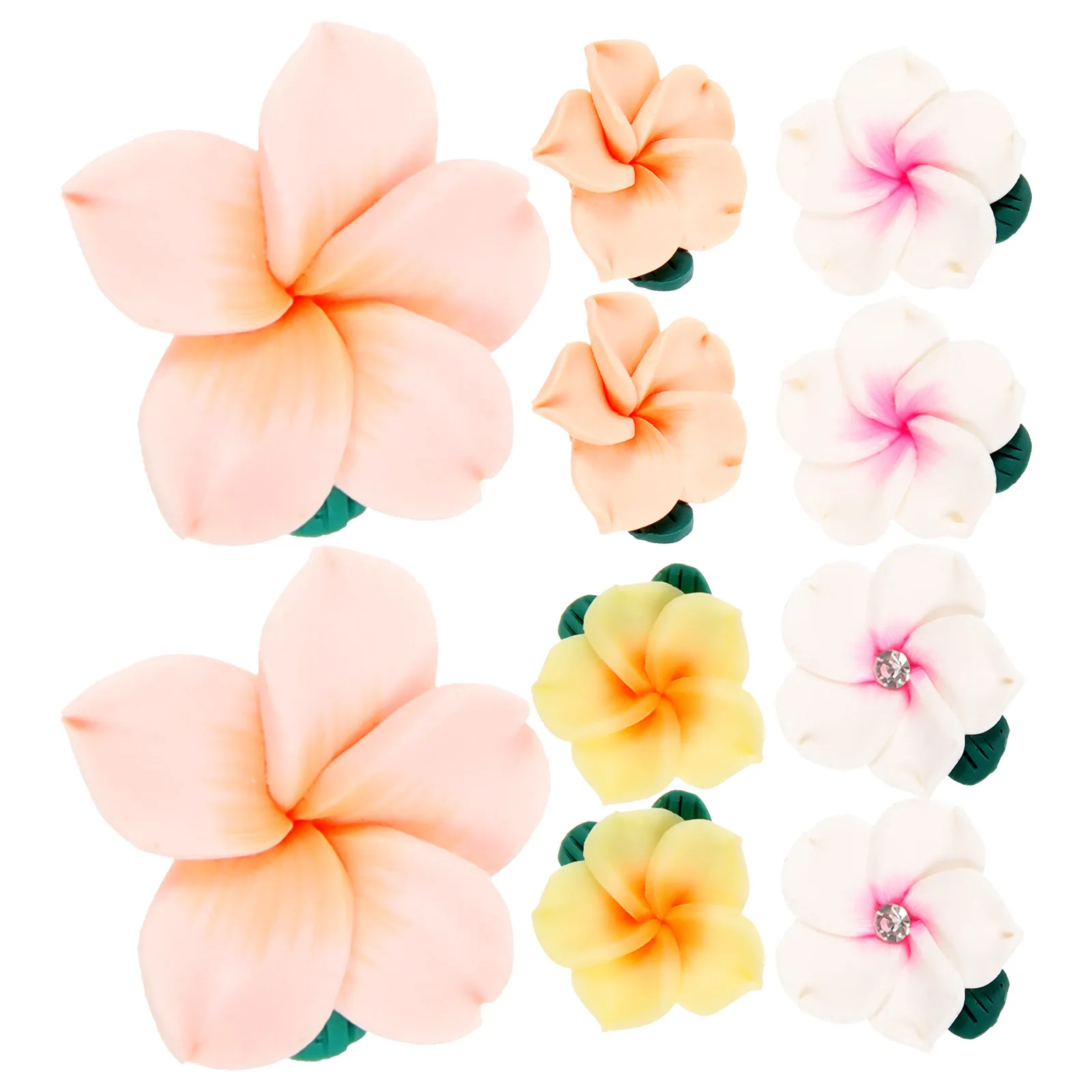 

10Pcs Polymer Clay Flower Accessories 25mm White Drills 20mm Yellow Orange Heart DIY Hair Clip Craft Ornaments