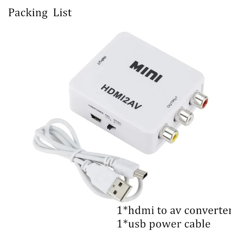 Grwibeou กล่องแปลงสัญญาณ HDMI เป็น AV, กล่องแปลงวิดีโอ HD คอมโพสิตวิดีโอ HDMI เป็น RCA AV/cvsb/r 1080วิดีโอ P MINI HDMI เป็น AV