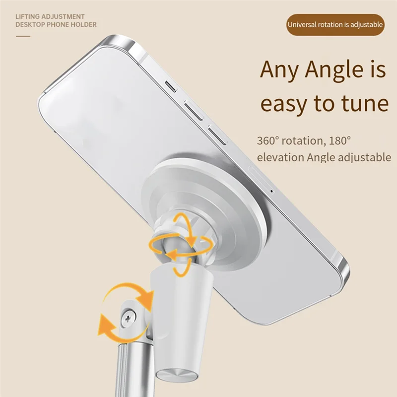 데스크탑 라이브 스트리밍 회의용 EDT-알루미늄 합금 브래킷 휴대 전화 자기 흡입 브래킷 오버 헤드 샷 스탠드 Silve