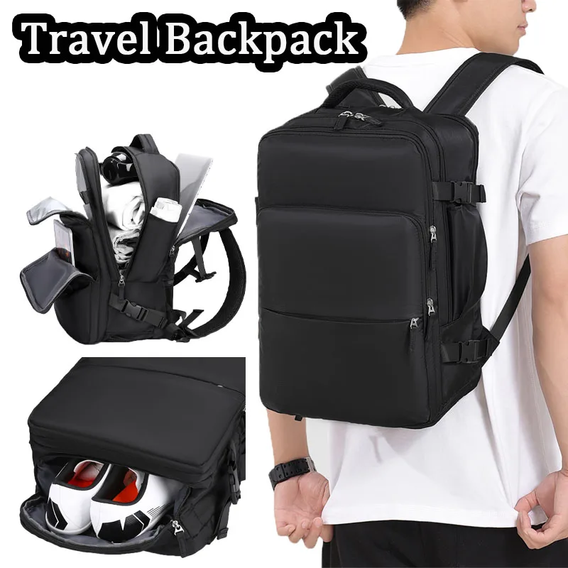 

Large-Capacity Travel Backpack (Unisex) – Budget Airline Carry-On Backpack With Dedicated Shoe Compartment – Short Hike Backpack
