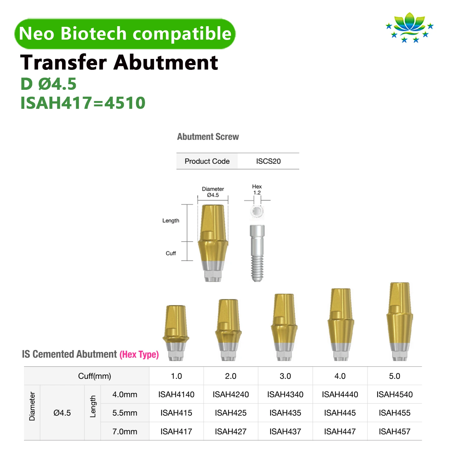 Neo Biotech Cemented Abutment With Screws - Premium Straight Abutment for Secure Dental Implant Solutions Durable & Reliable
