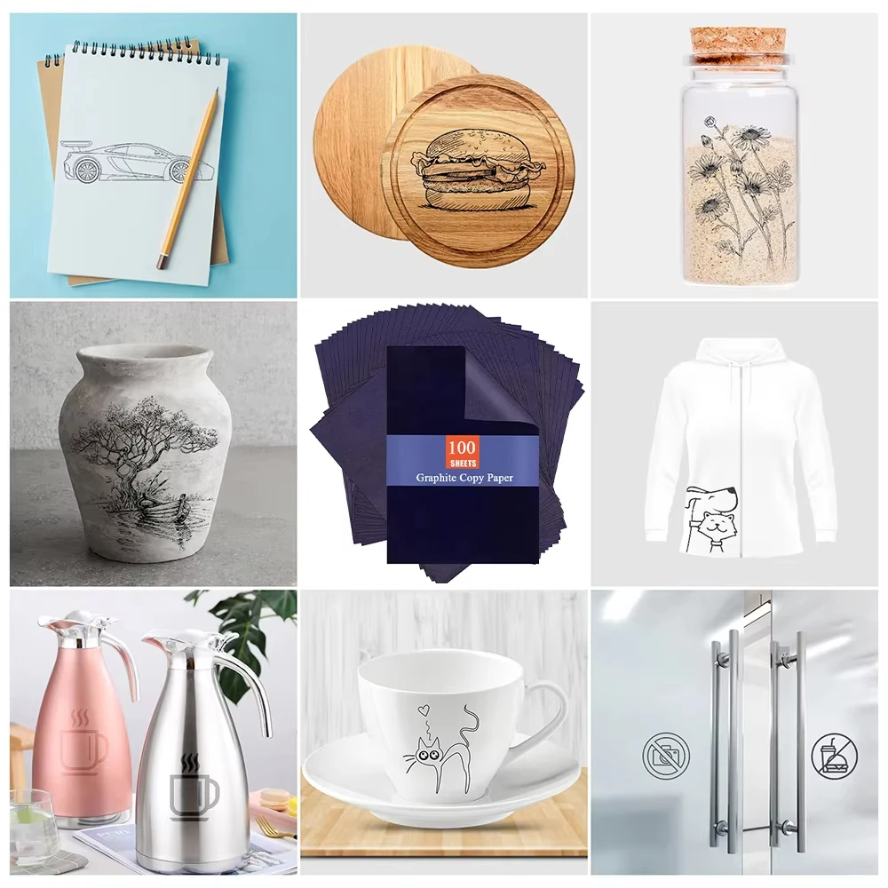 

100sheets Transfer Paper Tracing Paper Blue Copy Graphite Paper Drawing Patterns Sketch Canvas Fabric for DIY Painting Sheets