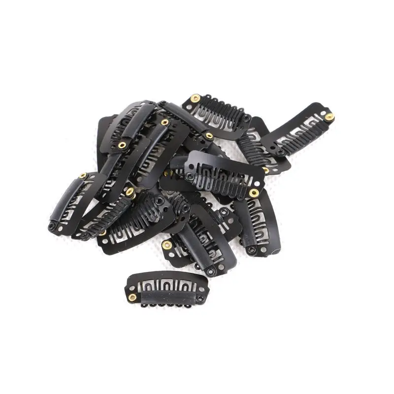 

500pcs 6 teeth Wig Clips 2.8cm Black Brown Snap Clip Extensions Hair Weft PP Hairpins Large Styling Tools for Hair Extensions