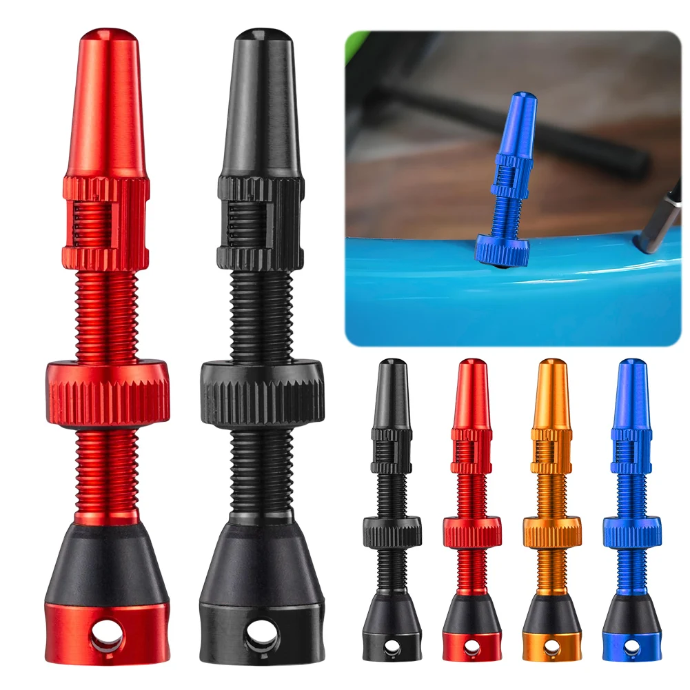 

1 Pair Bicycle Valve Value Core Remover Tool 40/44mm Road Bike Tubeless Tire Valve with Caps Fit for Most Tubeless Bicycle Rims