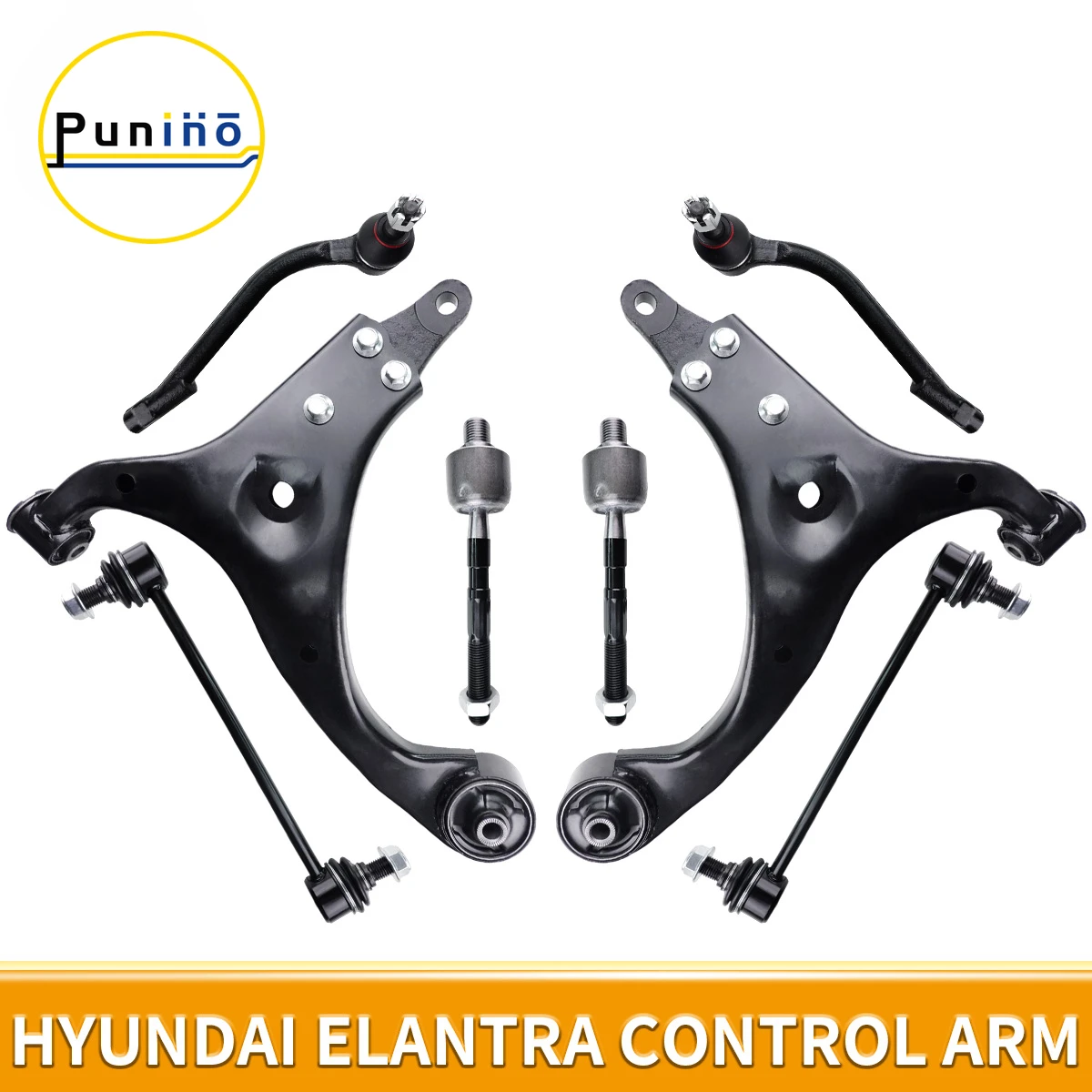 

Punino 8pcs Front Lower Control Arms Tie Rod End Stabilizer Link Kit for Hyundai Elantra 2007 2008 2009 2010 2011 2012