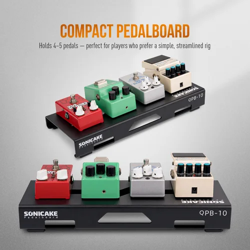 Imagen 2 del producto SONICAKE Mini pedal de guitarra efectos de guitarra pedalera pequeña compacta con pedales cinta de montaña, brida de cables y cables de conexión