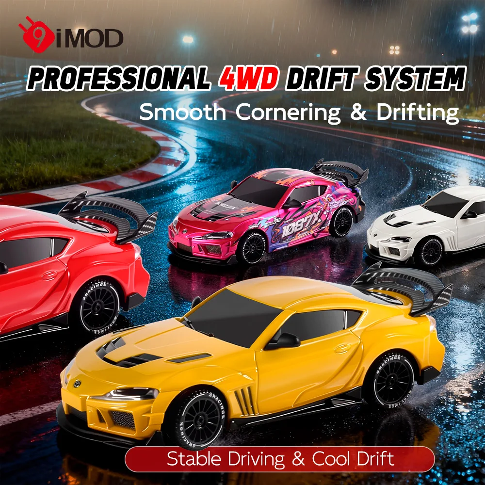 9IMOD 1/43 Mini RC Drift Car 2.4G 4WD Built In Gyro Adjustable Speed LED Light RC Toy
