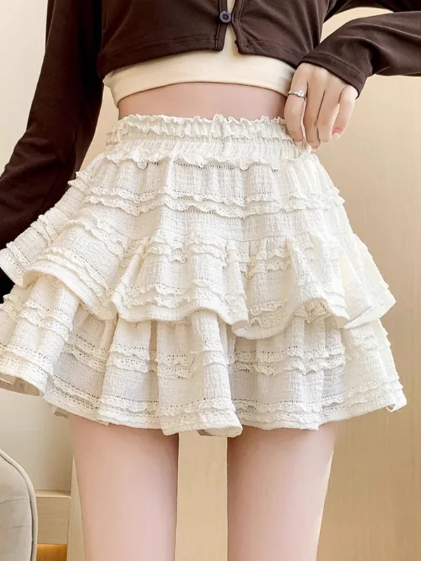Ballet Style Half Skirt Women's  High Waist Puffy Short Cake Skirt Korean Version Polyester Fiber Summer New Arrival