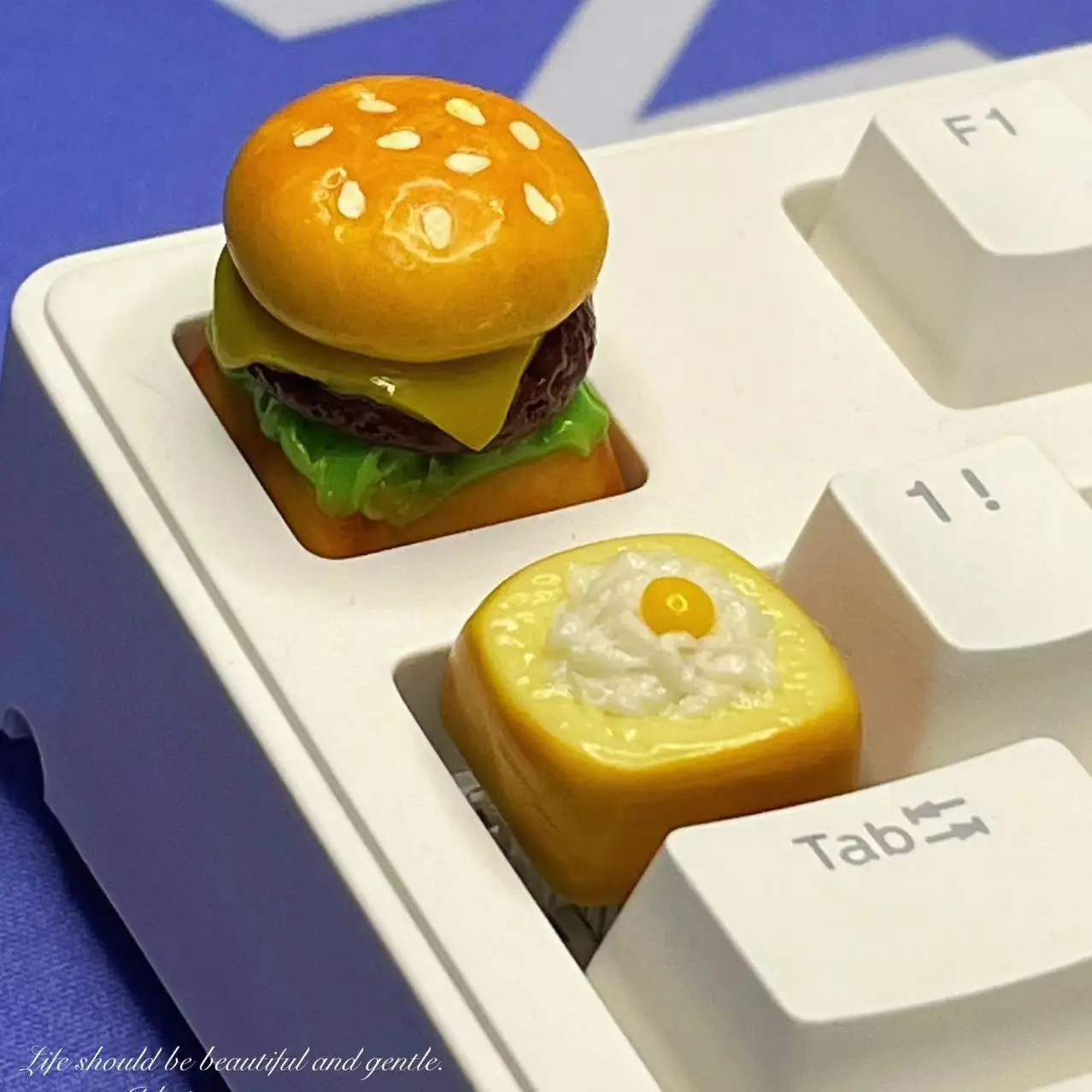 

DIY Food Sesame Burger Keycaps Personalized And Creative Couple Gifts Square Bread Mechanical Keyboard Keycaps