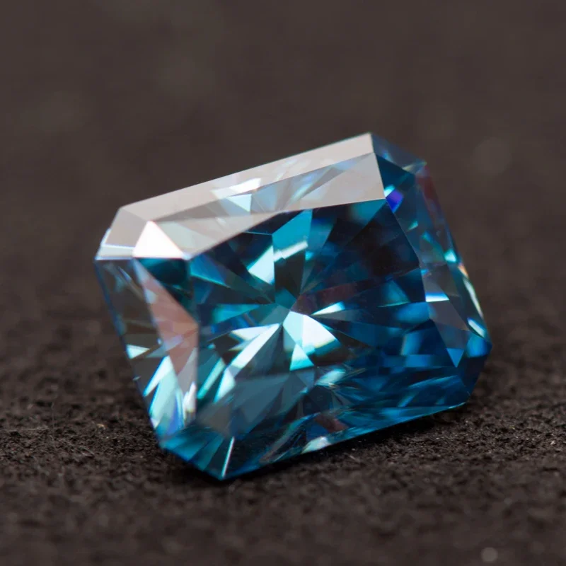 Moissanite Stone Radiant Cut Sapphire Blue Color VVS1 with GRA Certificate for Gemstone Charms Beads Top Jewelry Making Material
