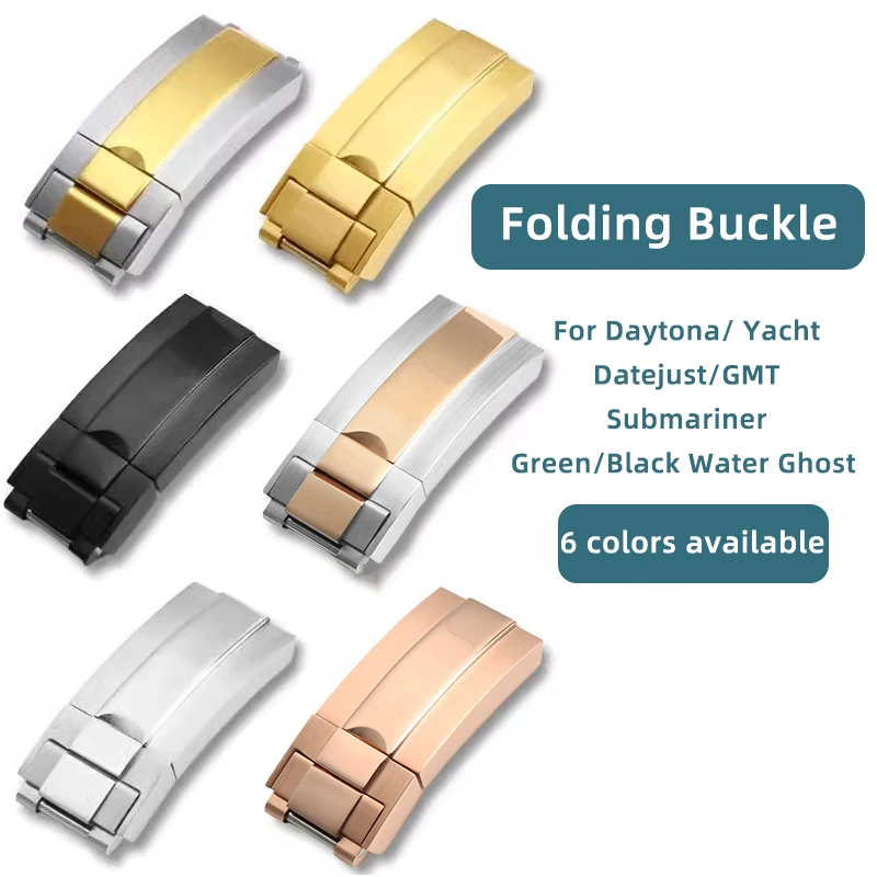 Hebilla plegable de 16mm para reloj Rolex, hebilla Daytona Datejust Water Ghost Yacht Submariner, cierre plegable de acero inoxidable para hombres y mujeres