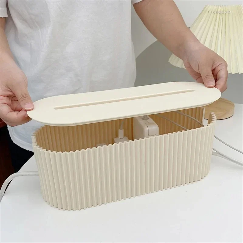 1PC Desktop Plug Board Storage Box Large Power Socket Management Box Creative Living Room Wire Data Cable Collection Box image 4