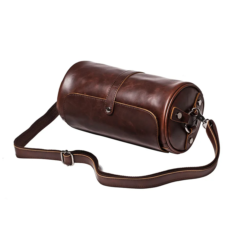 Vintage Fashion Shoulder Bags Men Bucket Crossbody Bags Men\'s Shoulder Messenger Bag Barrel Shaped Crossbody Bag Male Handbags