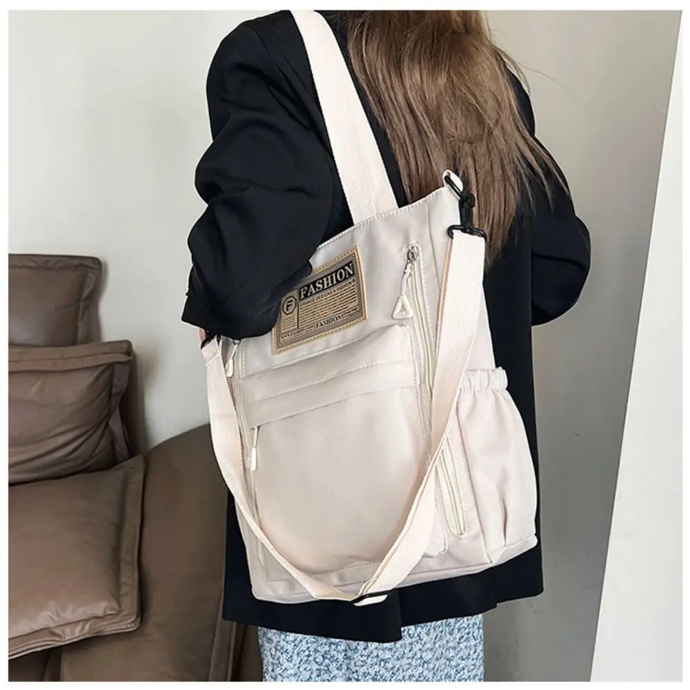 

Solid Color Women's Shoulder Bag Simple Lightweight Single-shoulder Bag Portable Large Capacity Shopping Handbag Spring Summer