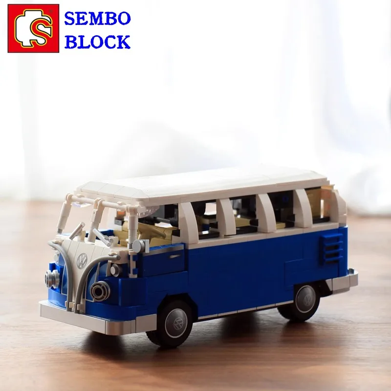 

SEMBO Volkswagen van building block T1 bus model Kawaii children's toy birthday gift assembled figure Beijing Automobile Museum