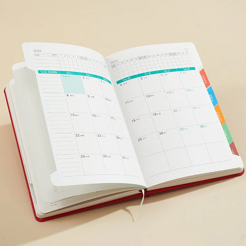 A5 Notebook Thicken Agenda Book 365 Day Planner Notebook,200 Sheets/Book Office Study Stationery Daily QP-113