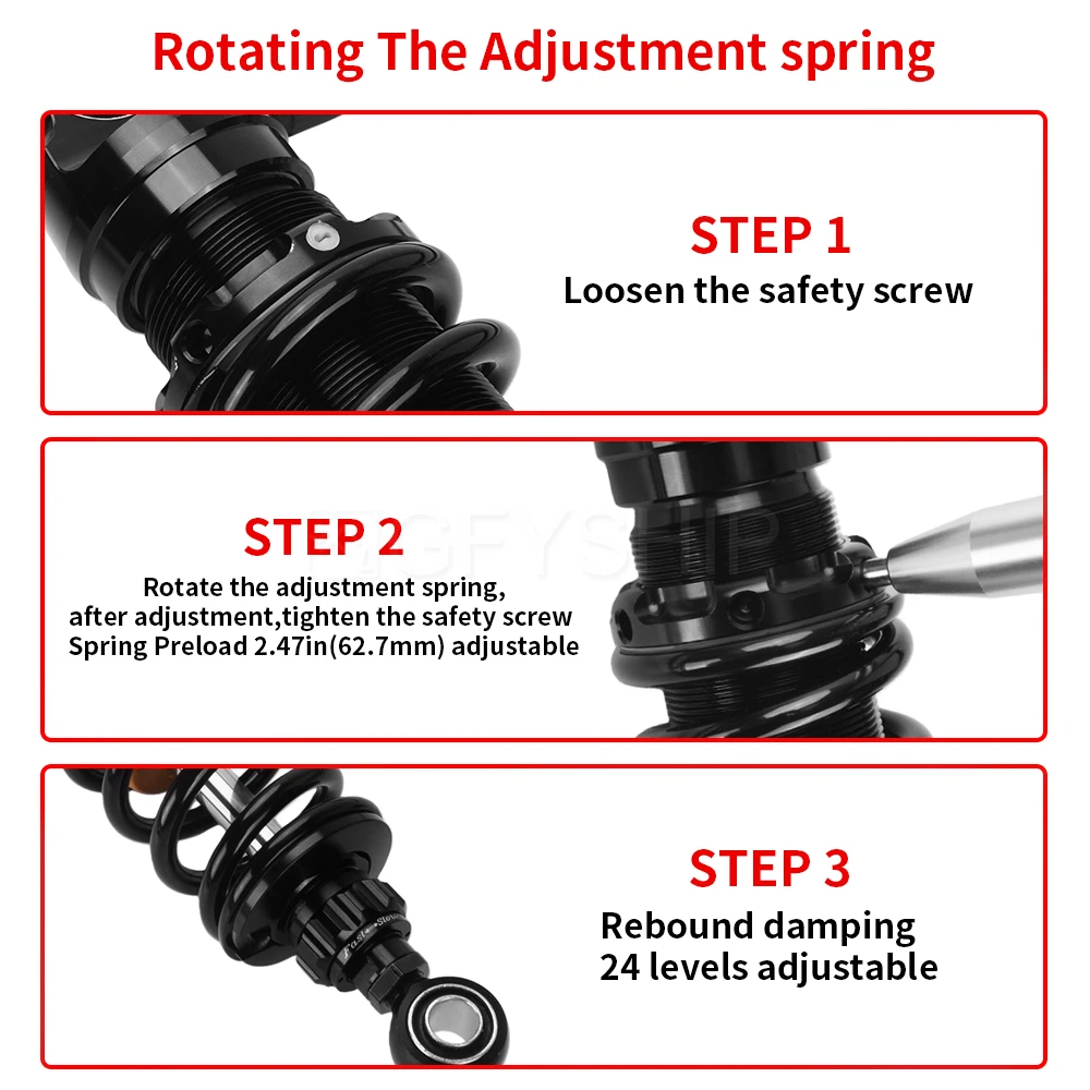 For Harley Touring Road Glide 2025 2026 Road King Street Electra Glide Motorcycle Remote Reservoir Rear Suspension Shocks