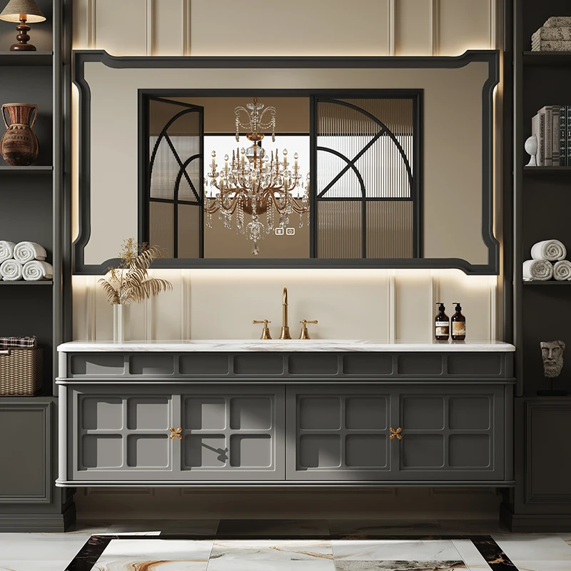 French Retro Bathroom Cabinet Decorations Display Trendy Space Saver Cupboard Closet Slim Luxury Skincare Gabinete Furniture