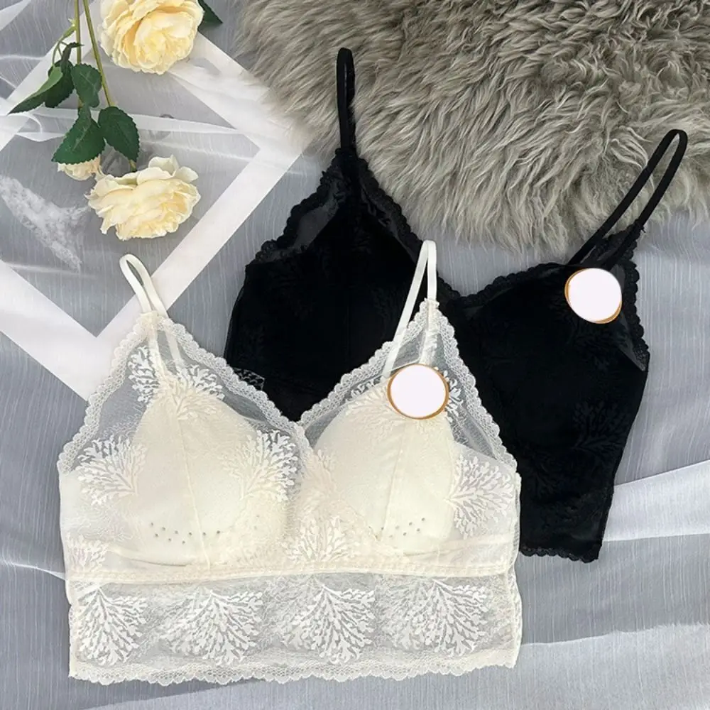

Sweet Mesh Wireless Deep V Bra Anti-sagging Lingerie Lace Bra for Women Shockproof Adjustable Push Up Underwear Gifts