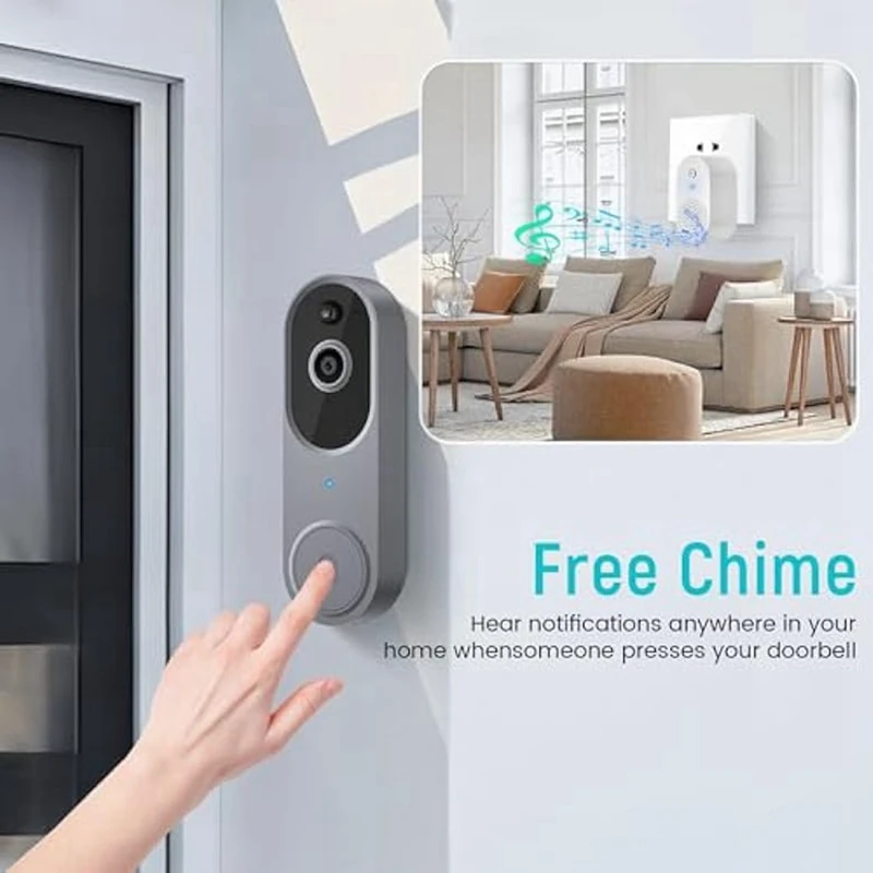 Cámara de videoportero inalámbrica inteligente 1080P, seguridad del hogar con detección humana inteligente, alerta en tiempo Real, Wi-Fi de 2,4 Ghz