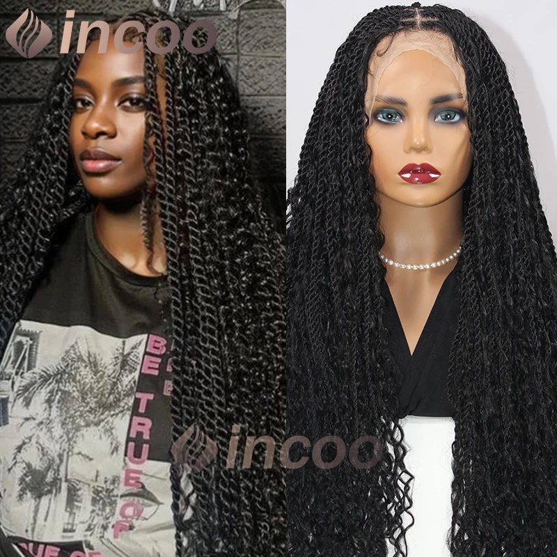 

32 Inch Bohemian Synthetic Braid Wig Knotless Senegalese Twist Braids Goddess Wig Full Lace Handmade Box Braided Wigs for Women