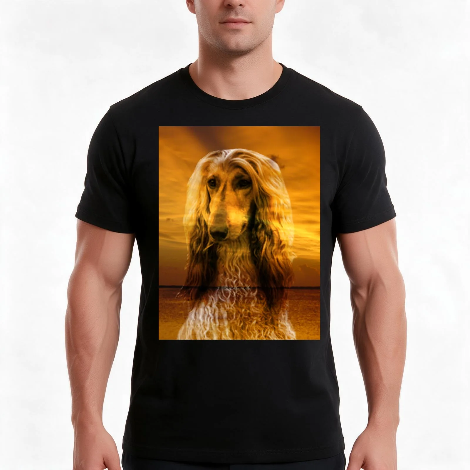 Dog Afghan Hound T-Shirt, Summer Casual Cotton Tee, Oversized Streetwear Tops, Vintage Graphic Print, Loose Fit Short Sleeve