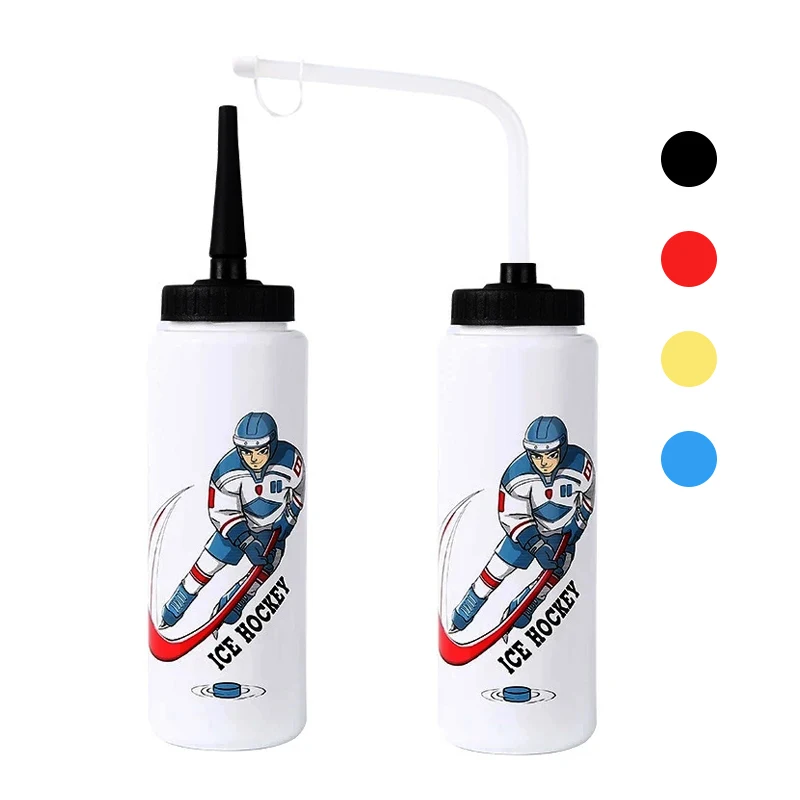 Botol Air Hoki Es 1000ML Gratis BPA Botol Lacrosse Sepak Bola Kapasitas Besar Portabel Peralatan Olahraga Ujung Panjang Klasik