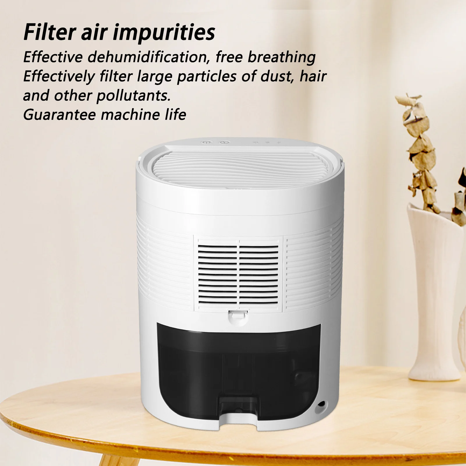 

Dehumidifier 1L Large Capacity Portable Dehumidifier White Mini Timing Dehumidifier with Concealable Handle 100‑240V