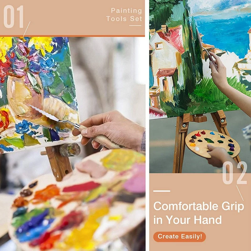 Pisau lukisan Set, peralatan seni pisau cat minyak seniman 11 bentuk dan ukuran pisau berbeda untuk perlengkapan melukis