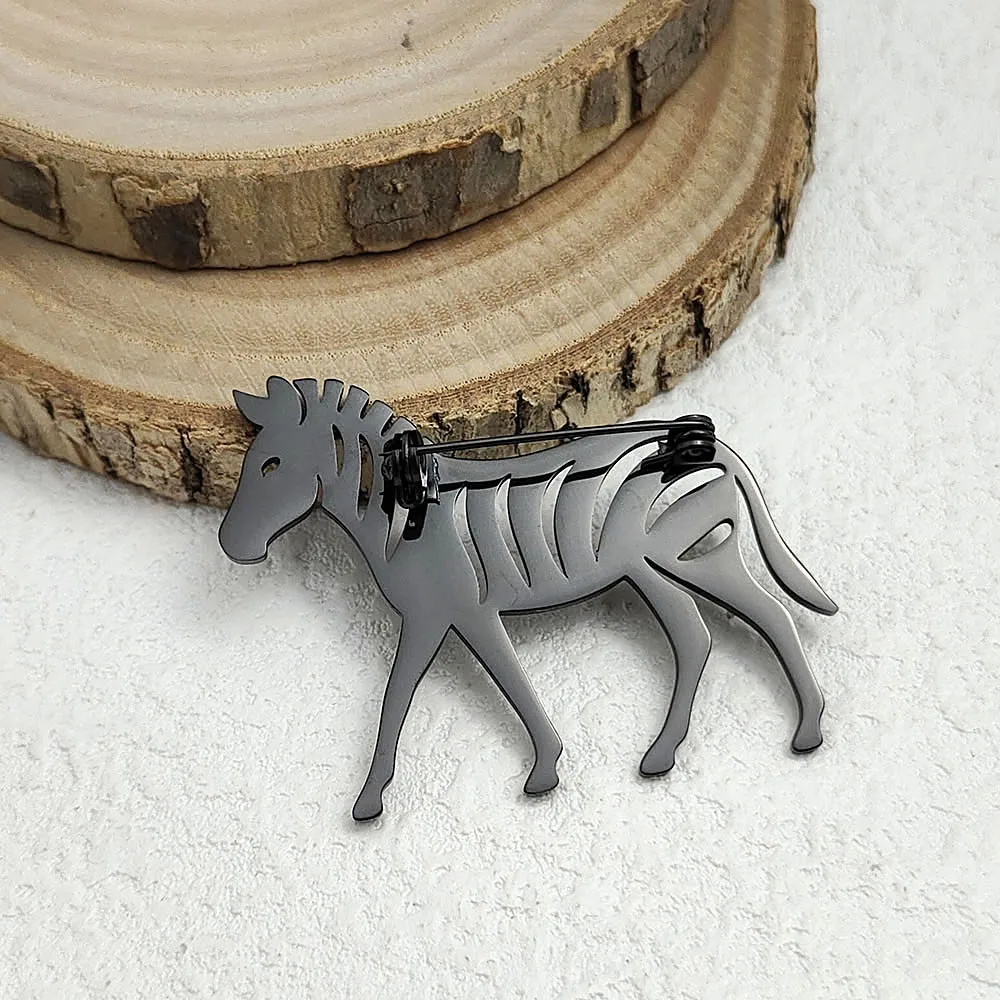 2026 new hollow zebra stainless steel brooch, high quality metal waterproof and non-fading, men's suit lapel pin gold
