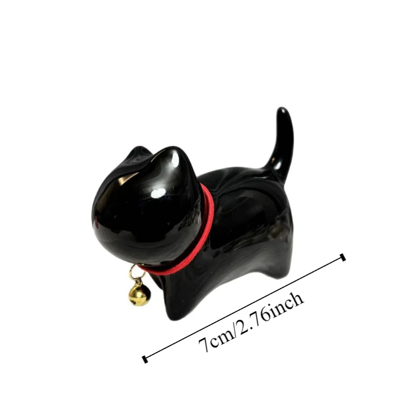 Ceramics Faceless Cat Crafts Model Modern Art Luxury Style Lucky Cat Bell Figurines Statue Handmad Animal Feng Shui Decor