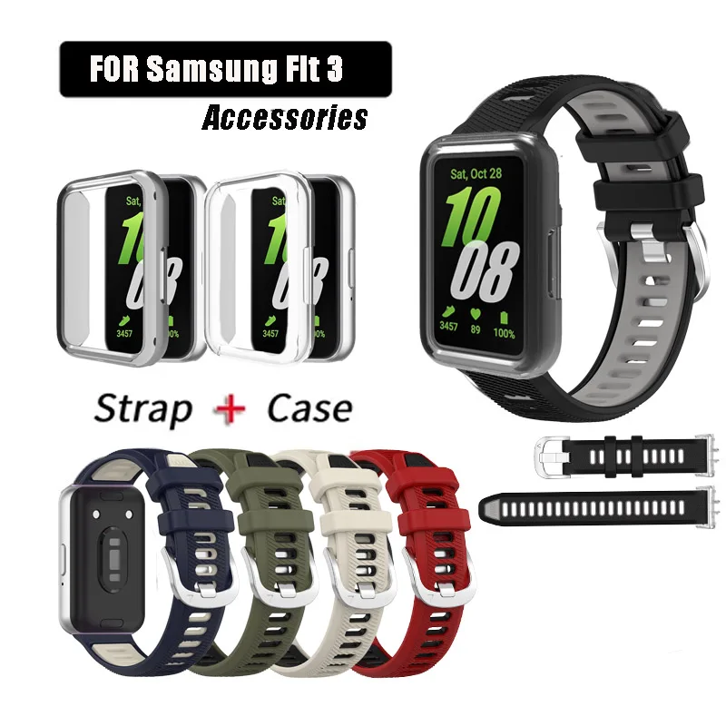 

2in1 Breathable Silicone Strap Band With a Transparent Case for Samsung Galaxy Fit 3