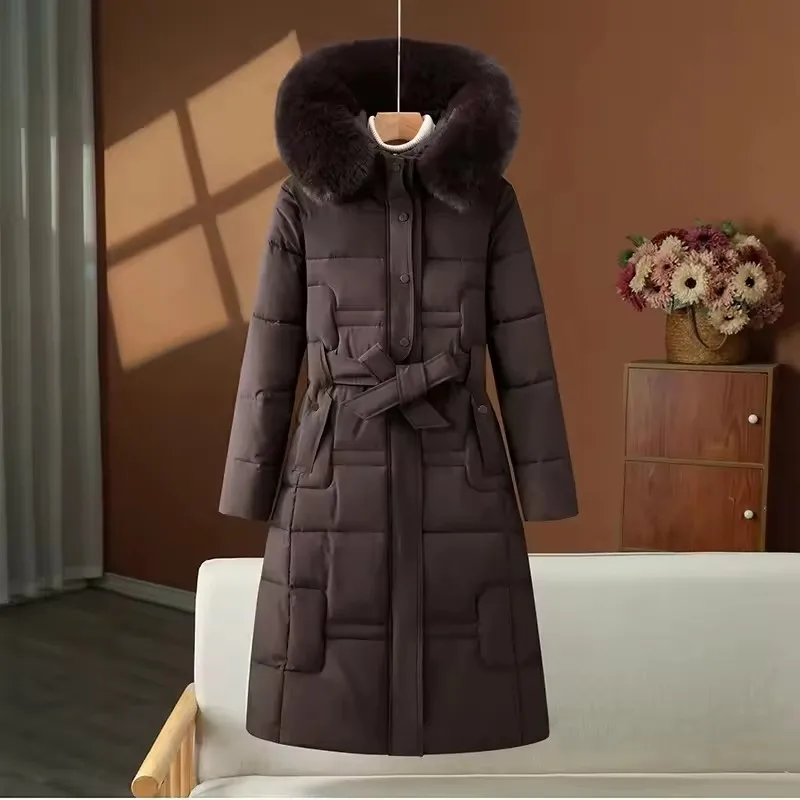 2025 neue Winter Unten Jacke Frauen Parkas Mode Hochwertige Warme Baumwolle Gefütterte Mantel Damen Langen Mantel Mit Kapuze Over Tops