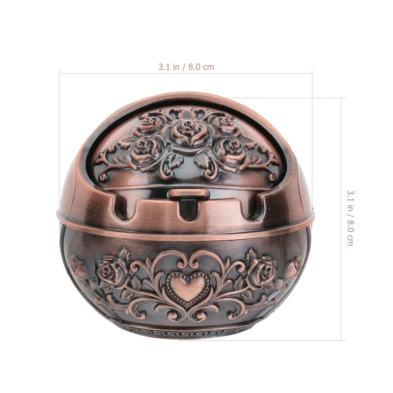 Creative Vintage Pattern Ashtray Office Home Desktop Ashtray Alloy Smokeless Windproof Ash Tray Odor Eliminator