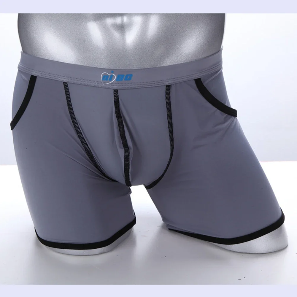 

Mens Underwear Slim Fit Stretch Men's Panties Boxer Breathable Briefs Ice Silk Thin Low Waist Pockets Seamless Underpants Men