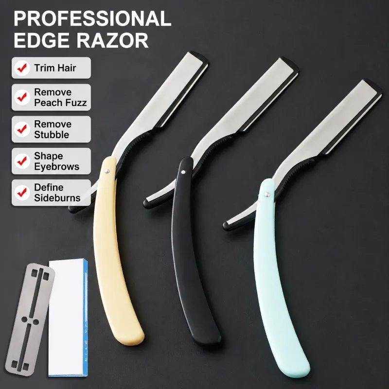 Men's Manual Straight Razor Classic Barber Shaving Tool for Head Face Grooming