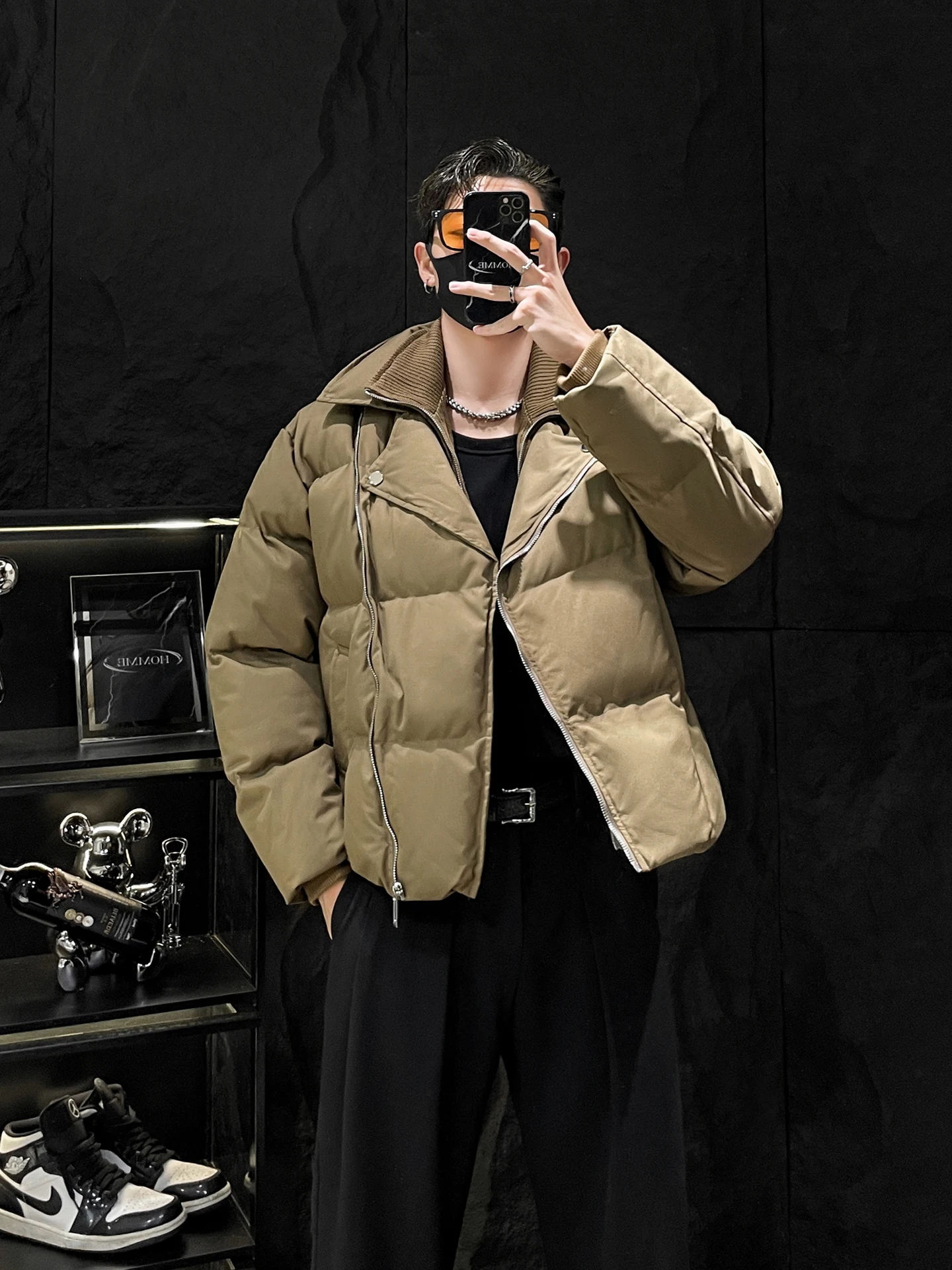 

Мужская вязаная куртка HOMME из утолщенного хлопка, осенне-зимняя, модная, свободного кроя, молодежная, на молнии