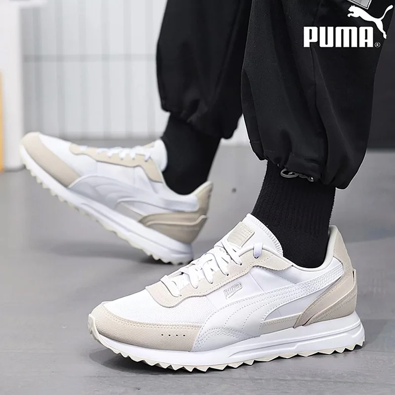 

PUMA Off White Beige Suede Mesh Stitching Retro Lightweight Casual Sneakers 397377-05