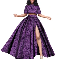 Boubou Africain Homme Robe Africaine Femme gonna africana e Top Set Bazin Riche Set 2 pezzi Abaya Lady's Split Top gonne WY534