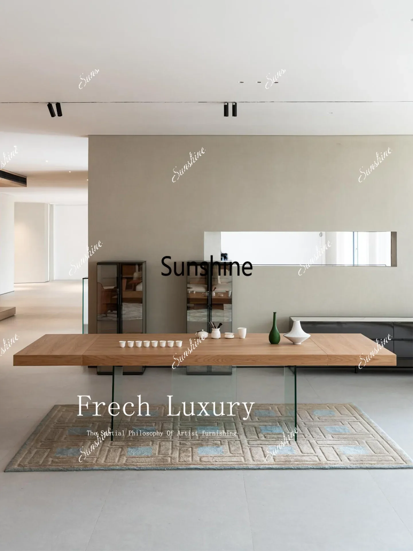 YItalian minimalist suspended tea table integrated dual-purpose office home high-end sense