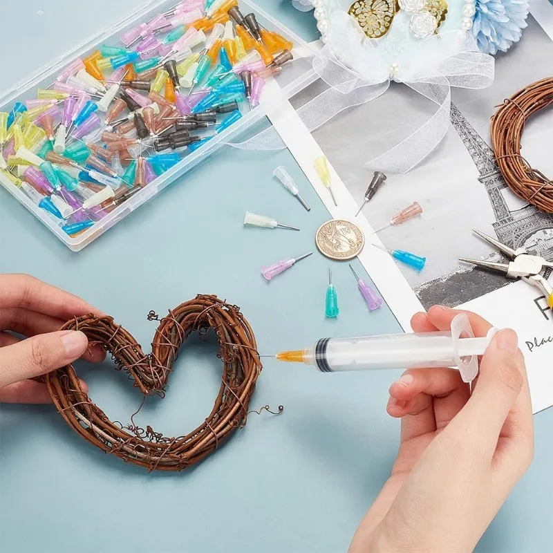 160PCS 0.5 pollici 10 calibro diverso punta smussata bottiglia di colla aghi erogazione ago con blocco esca per ricaricare inchiostri e-liquidi